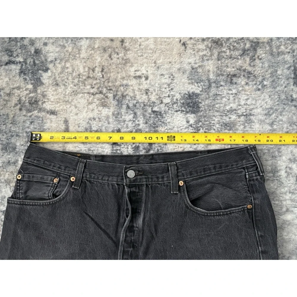 Levis 501 Jeans Mens 40x34 (Fits 38x32) Black Denim Straight Leg Button‎ Fly